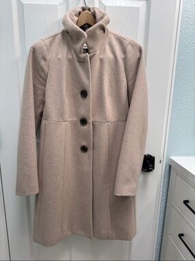 J. Crew Women's Taupe Stand-Collar Wool Blend Coat